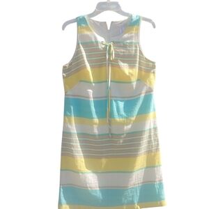 London Times Yellow and Blue Striped Mini Dress
